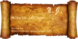 Nikola János névjegykártya